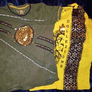 Green and Yellow Lion Graphic Men's Shirt
